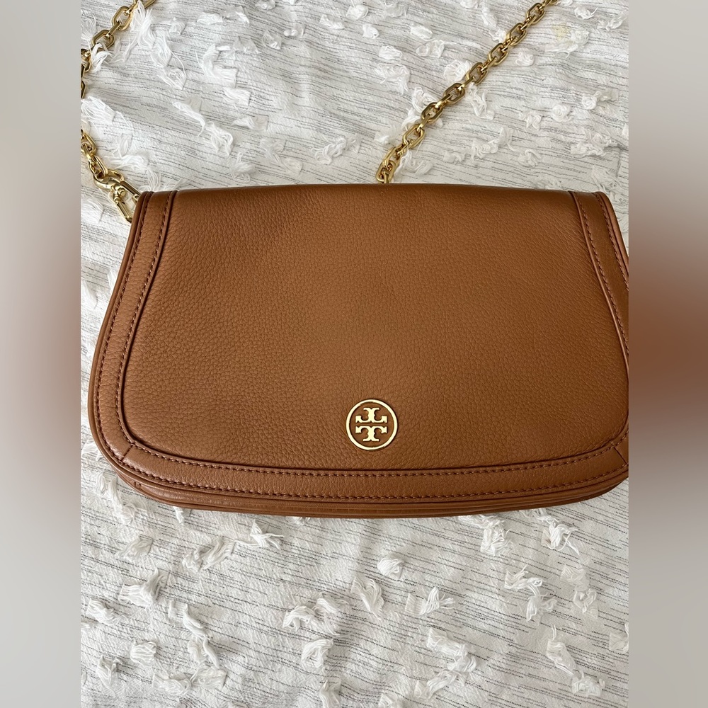 Tory Burch Tan Clutch with Removable Chain Strap